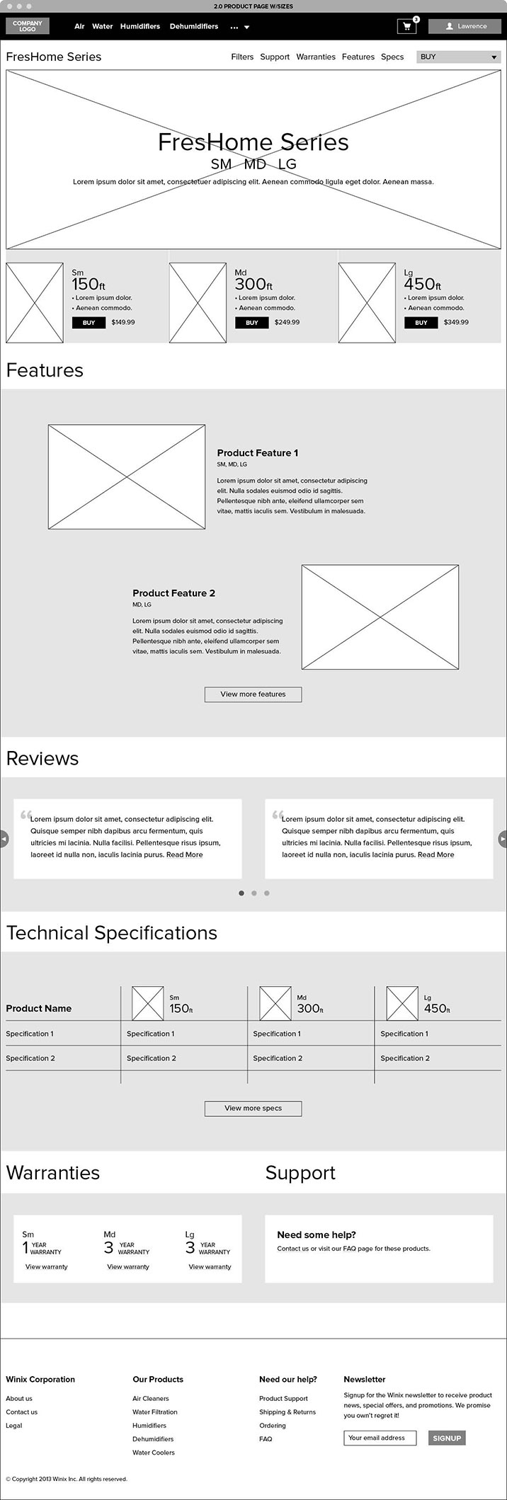 Winix Wireframe